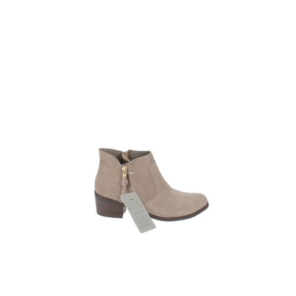 SOLE BOUND Womens Beige Comfort Uriel Almond Toe Block Heel Zip-Up Booties 6.5 M - Picture 2 of 3